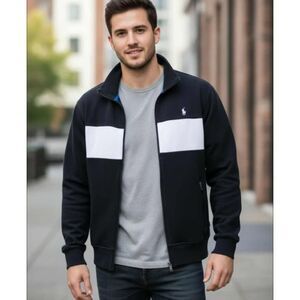 Polo Ralph Lauren Size XL Performance Zip Jacket Black Pockets Cotton Pony